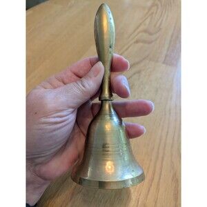 Vintage / Antique Brass gold Hand Bell w/ Brass Handle Makes Great Sound 6"H